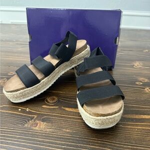 Madden Girl Crispp Espadrille Platform Sandals Black Strappy